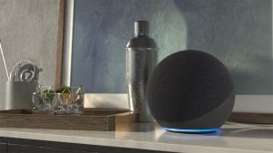 Amazon Echo smart speaker on shelf